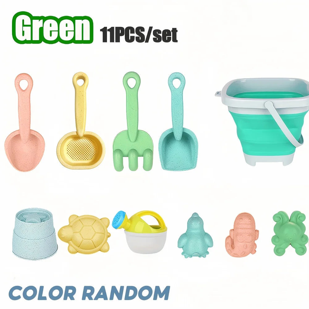 Beach Toy Set for Kids, Collapsible Silicone Bucket and Shovels Set with Sand Molds, Beach Essentials for Outdoor Play Summer Your Coastal Marketplace | Shoreshopper.com