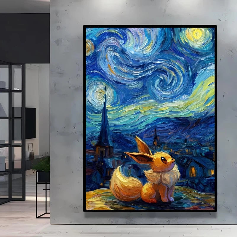 Van Gogh Style Pokemon Pikachu Wall Decoration Multiple Characters Are Available Creating A Unique Artistic Space for Your Home Home Decor Supply | Online Retail | ShoreShopper.com