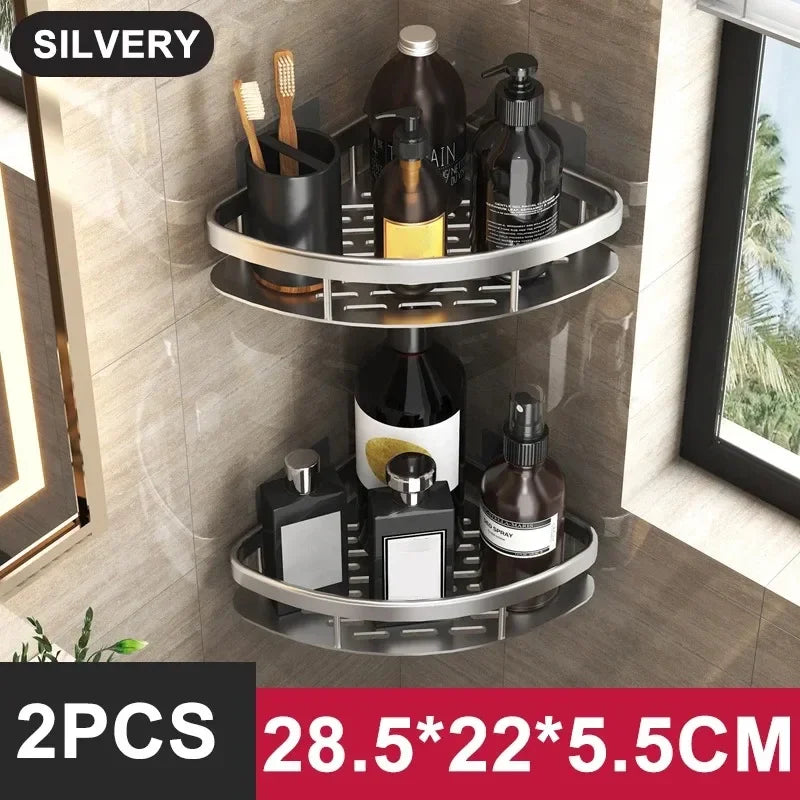 Bathroom Shelf Kitchen Storage Organizer Aluminum Alloy Shampoo Rack Shower Shelf Bathroom Accessories No Drill Shelf Home Decor Supply | Online Retail | ShoreShopper.com