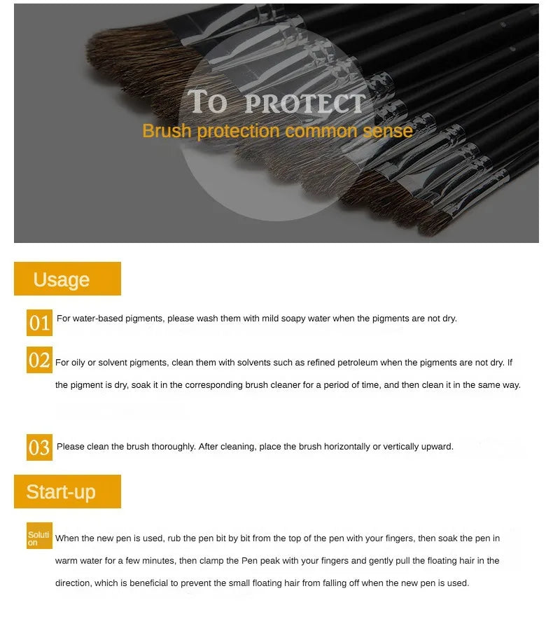 6pc new concept paintbrush wild boar mane oil painting brush water powder acrylic nail round head long black pole paintbrush set Home Decor Supply | Online Retail | ShoreShopper.com