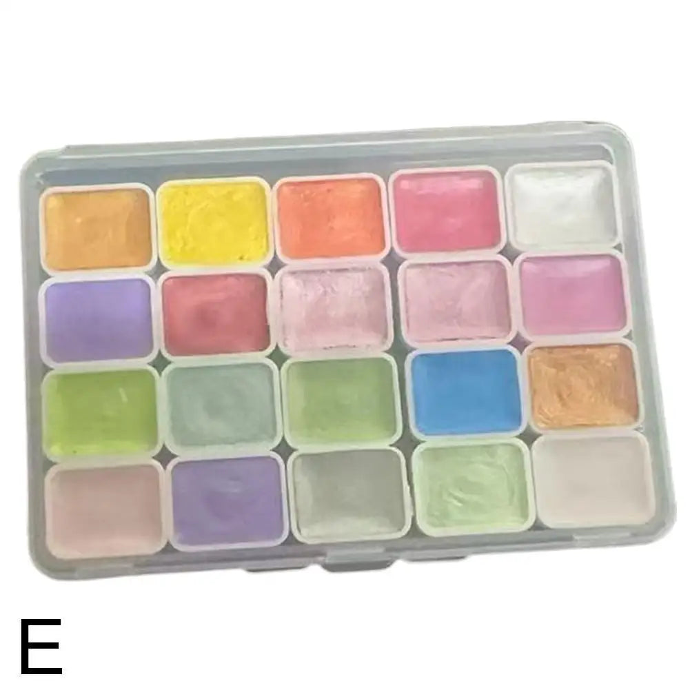 20 Colors Pearlescent Solid Watercolor Painting Set Portable Box Shiny Metal Painting Art Supplies Pigment Palette Drawing Tools Home Decor Supply | Online Retail | ShoreShopper.com