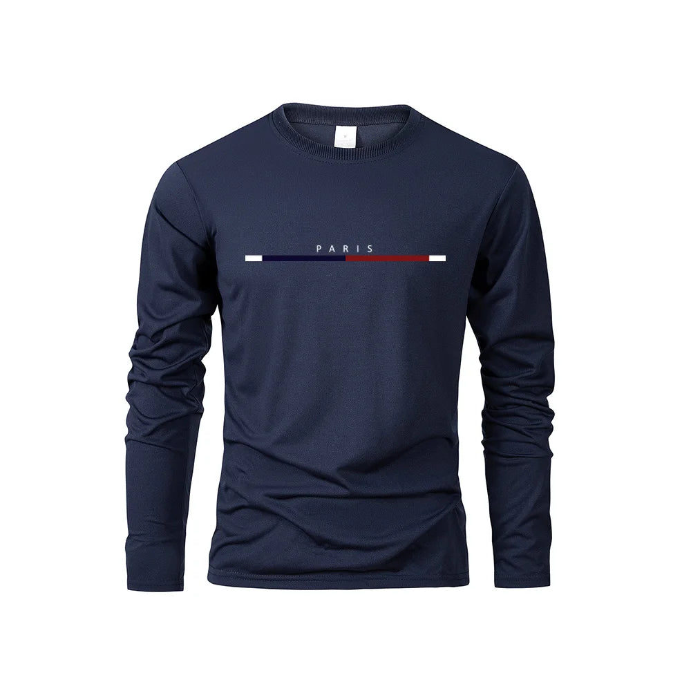 Men's Long Sleeve T Shirts of PARIS Printing Solid Color Casual Tops Autumn High Quality Loose T-Shirt Men Classic Clothing Home Decor Supply | Online Retail | ShoreShopper.com