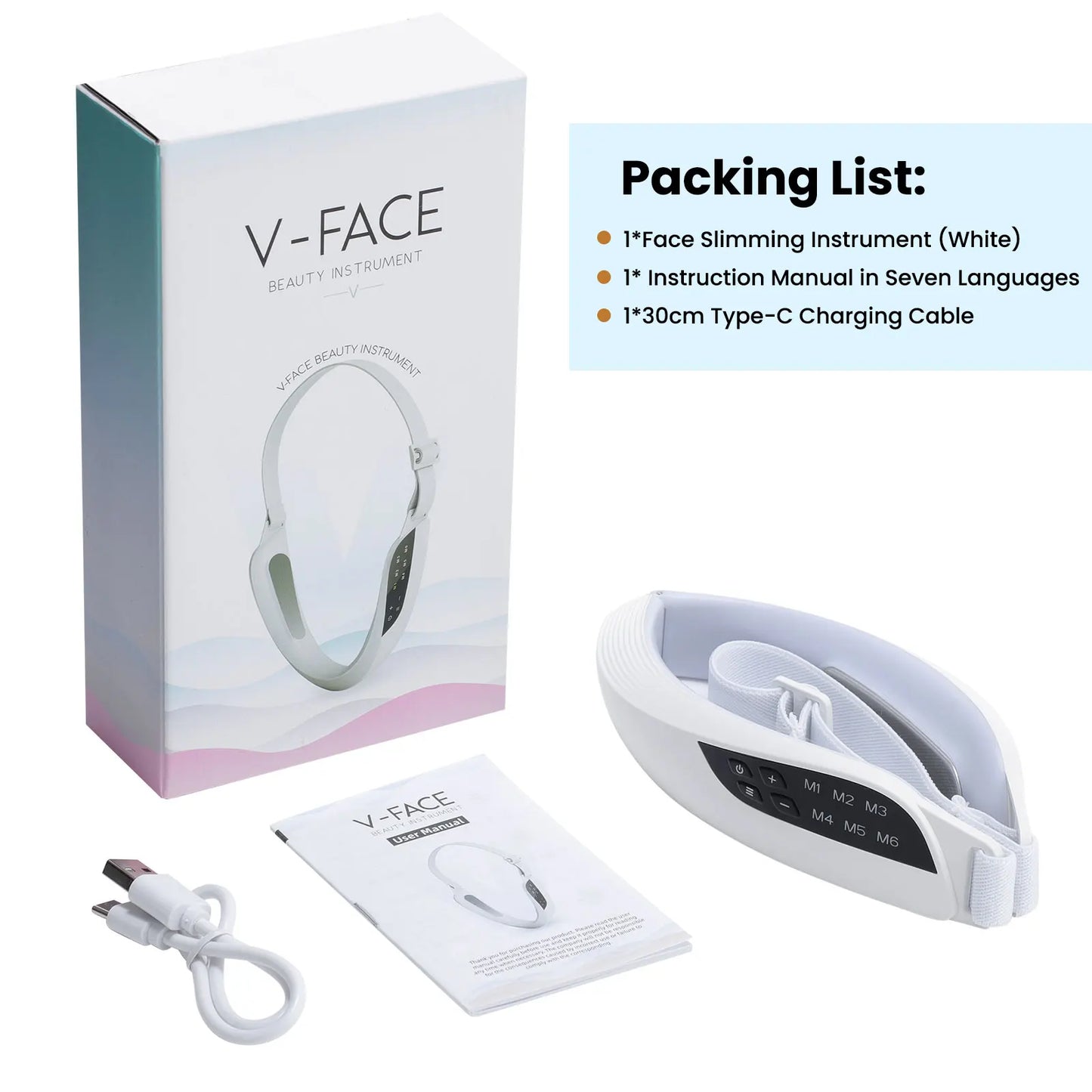 Electric V Face Lifting Beauty Device 6 Modes 8 Levels EMS Micro-current Firming Facial Massager Double Chin Removal Skin Care - ShoreCo.Shop