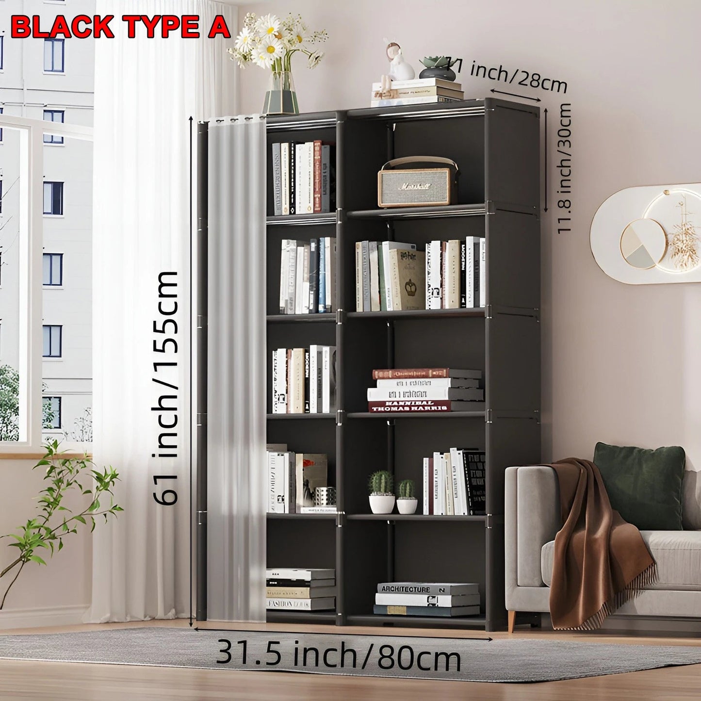 6 Layers Simple Wardrobe Portable Clothes Toys Organizer Dustproof Double Row High Capacity Partition Bookshelf Bedroom Cabinet Home Decor Supply | Online Retail | ShoreShopper.com