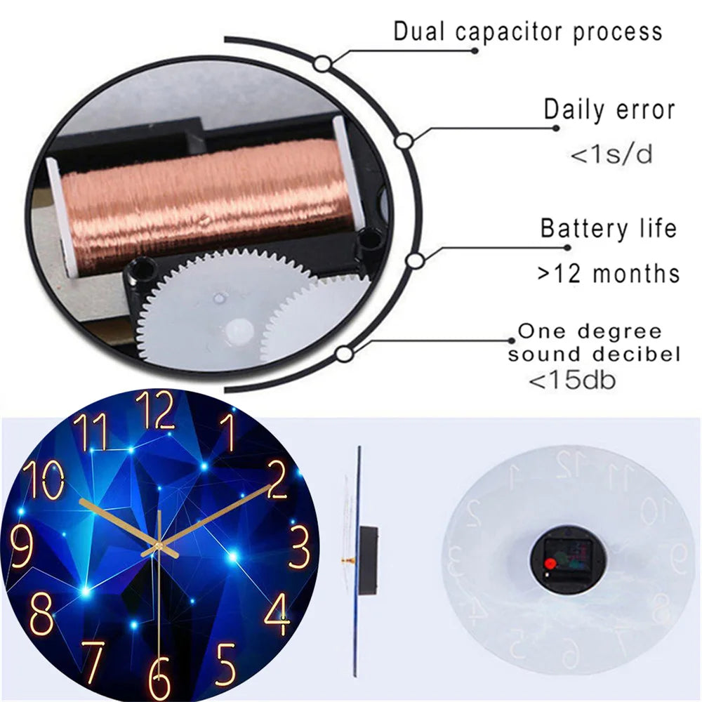 Geometric Elements Dark Blue Tempered Glass Wall Clock 12" Home Decor Supply | Online Retail | ShoreShopper.com