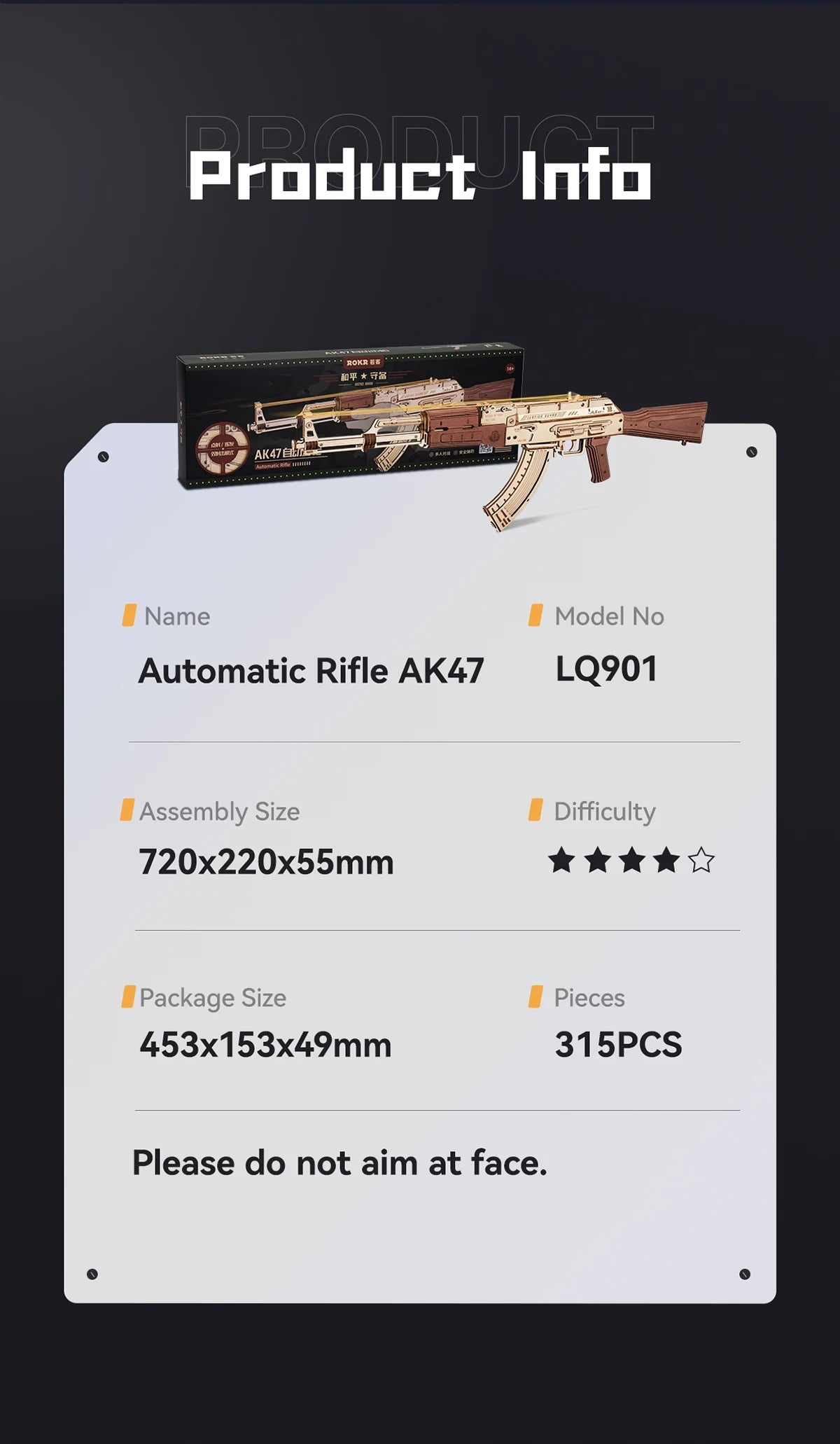 Robotime Rokr Automatic Rifle AK47 3D Wooden Gun Funny DIY Building Block Toys for Kids Adults Justice Guard Wooden PuzzleLQ901 Home Decor Supply | Online Retail | ShoreShopper.com