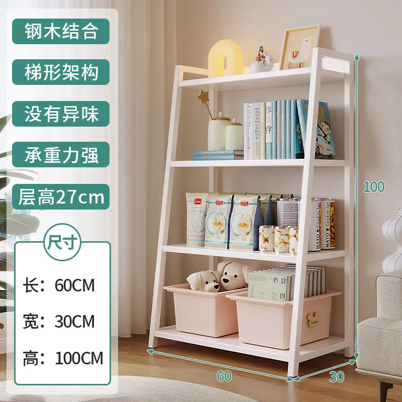 Household Multi-layer Wrought Iron Shelves Ins Wind Simple Floor Storage Display Cabinet Trapezoidal Shelf Bookshelf Home Decor Supply | Online Retail | ShoreShopper.com