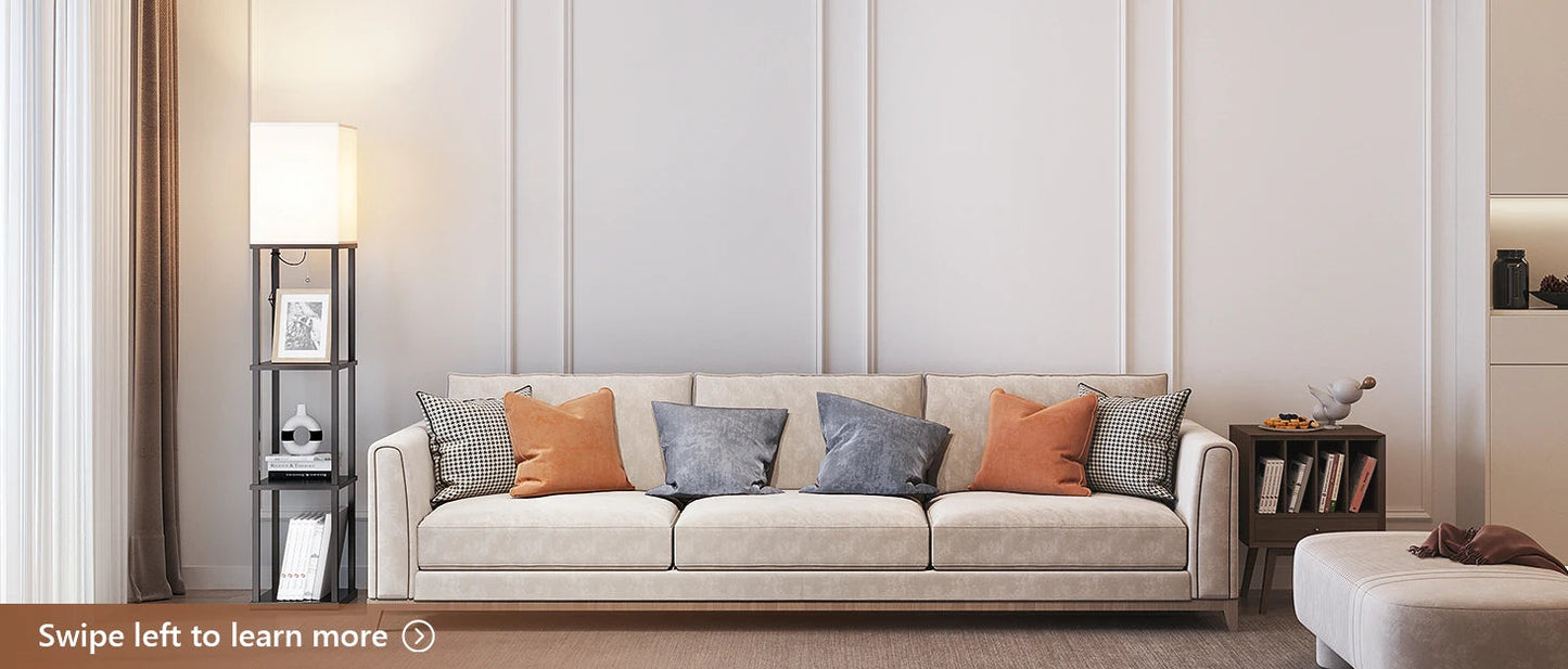 Modern Shelf Floor Lamp with Shade and LED Bulb Corner Display Lamps Shelves for Living Room Bedroom Office Black Home Decor Supply | Online Retail | ShoreShopper.com