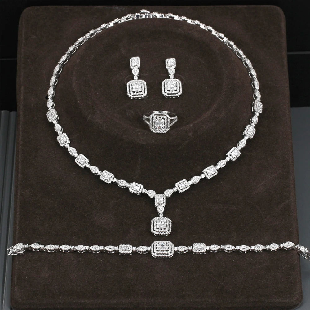 Bridal jewelry set, ladies' earrings and necklace set, rhinestone and crystal wedding jewelry set, 3 pieces of gifts Home Decor Supply | Online Retail | ShoreShopper.com