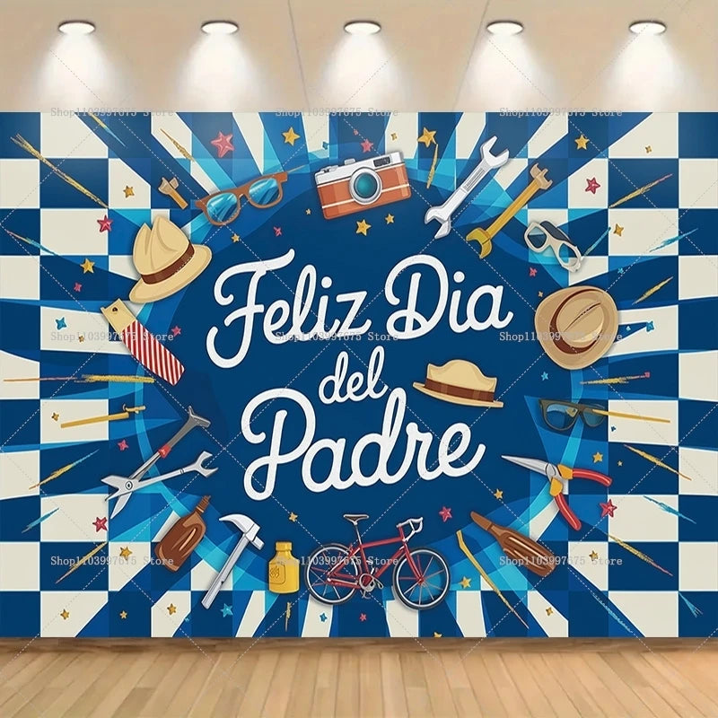 2D Feliz Dia del Padre Backdrops Father's Day Party Decor Photography Background Banner Studio Booth Props Party Supplies Your Coastal Marketplace | Shoreshopper.com