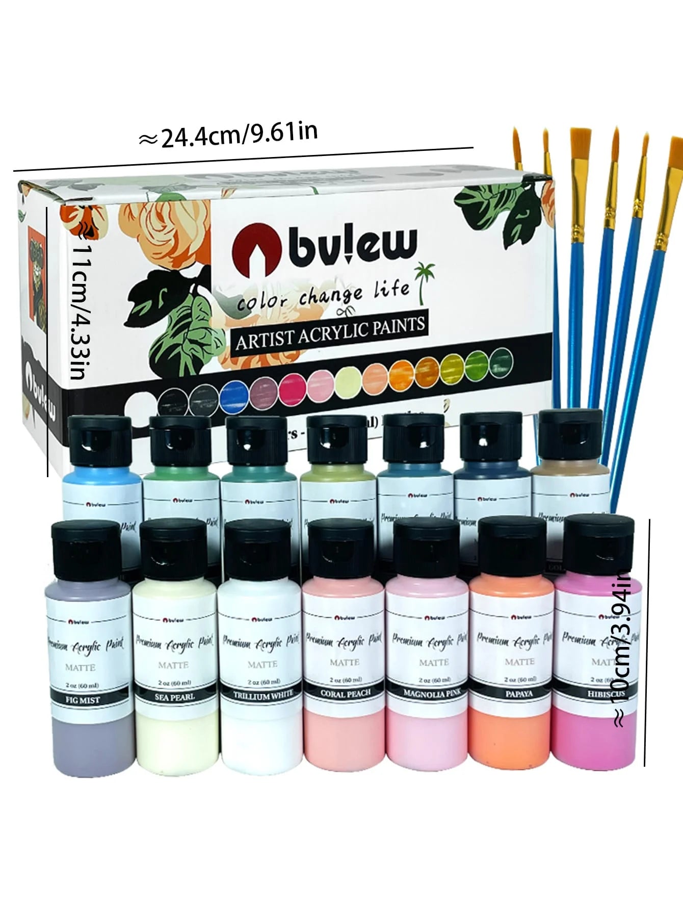 Bview Art 14-Color 2oz (60ml) Professional Acrylic Paint Set - Artist Grade Supplies for Canvas, Fabric, Wood Art Projects Home Decor Supply | Online Retail | ShoreShopper.com
