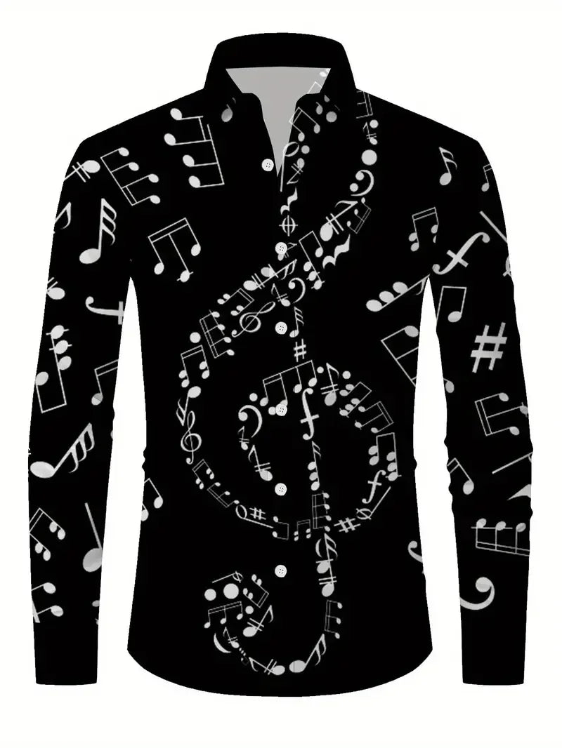 Men's shirt checkered striped geometric lapel street print long sleeved clothing fashionable streetwear designer casual Home Decor Supply | Online Retail | ShoreShopper.com
