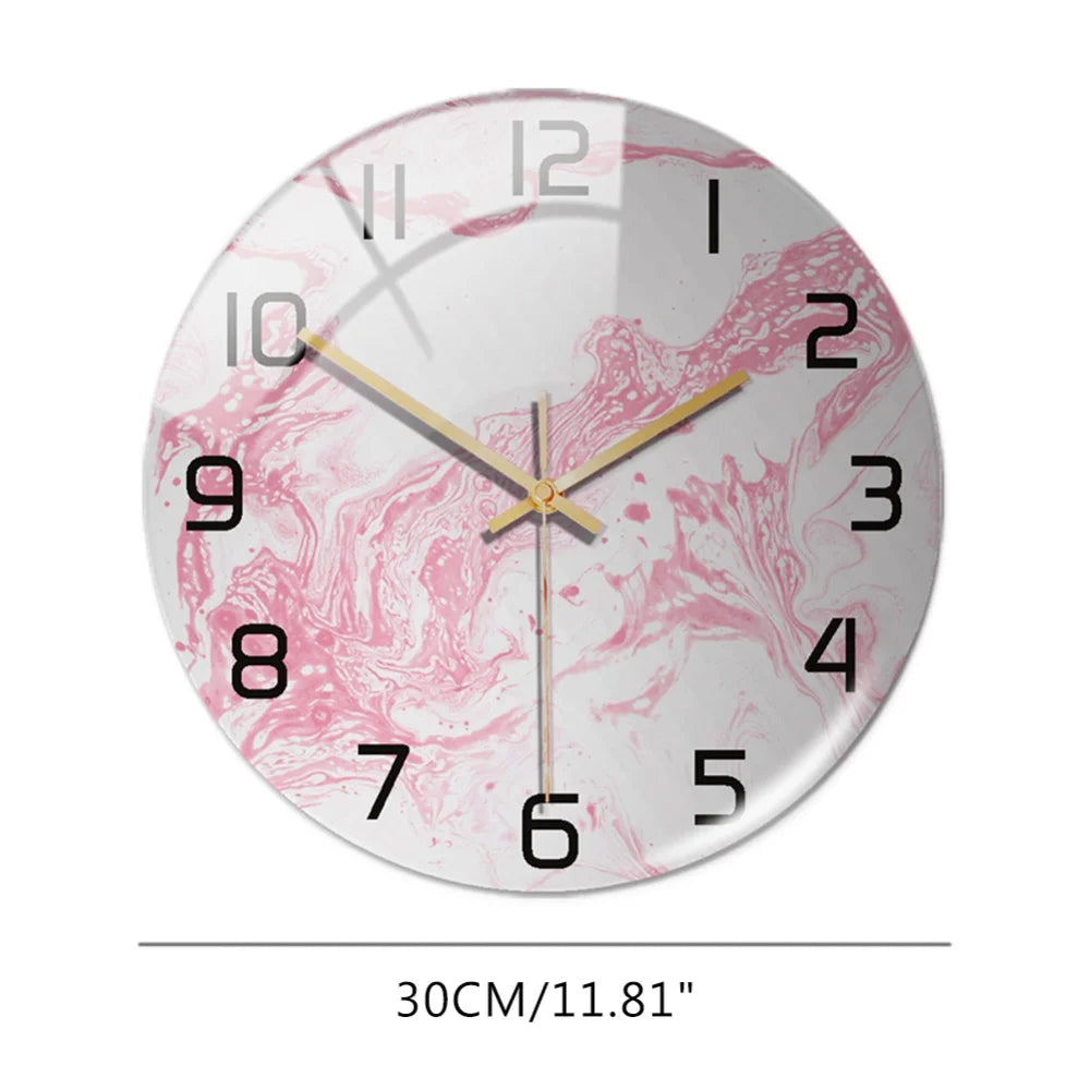 Black Gold Marble Metal Needle Modern Acrylic Round Clock 12" Home Decor Supply | Online Retail | ShoreShopper.com