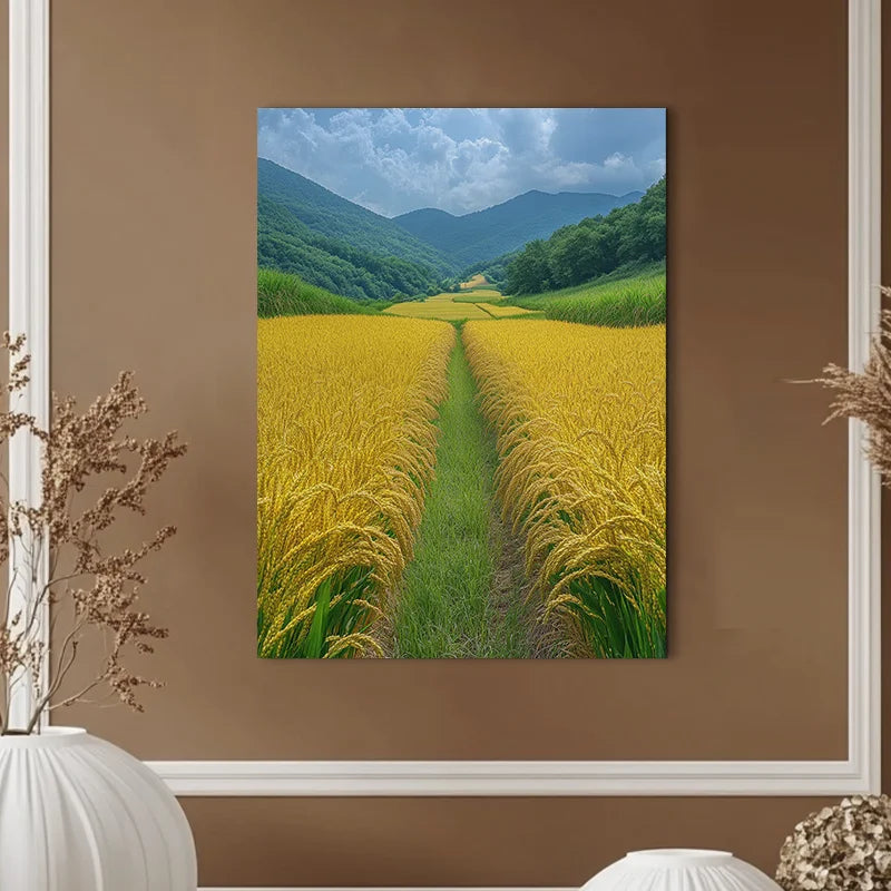 Charming Yellow Rice Fields Canvas Art - Frameless Home Decor for Office & Cafe | Ideal Gift for Any Room Home Decor Supply | Online Retail | ShoreShopper.com