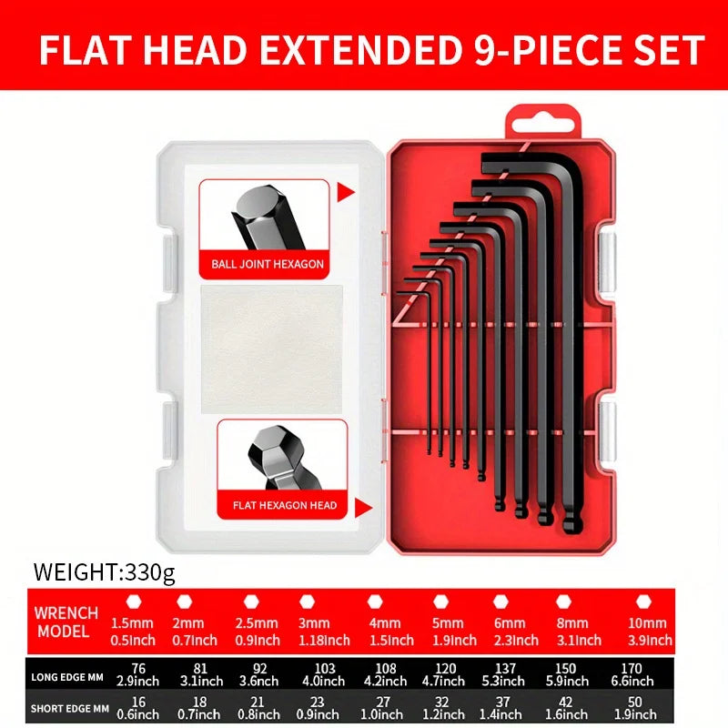 Professional 10-Piece Hex Key Set - Metric & SAE - CR-V Steel Allen Wrenches with Ball End Home Decor Supply | Online Retail | ShoreShopper.com