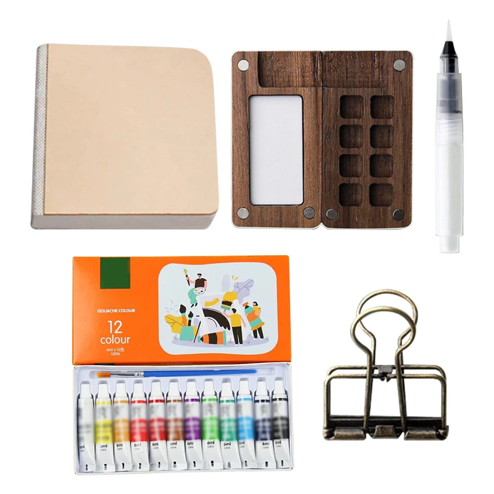 8/15 Colors Portable Travel Gouache Palette Set Mini Walnut Paint Box Artist Gouache Paint Palette Sketchbook Art Supplies Home Decor Supply | Online Retail | ShoreShopper.com