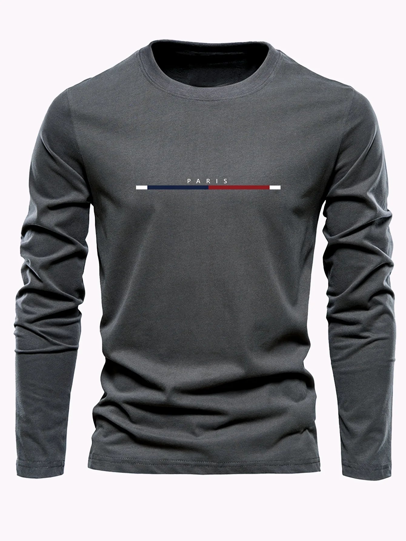 Men's 100% pure cotton summer loose comfortable casual PARIS print large round neck long sleeve T-shirt top Home Decor Supply | Online Retail | ShoreShopper.com