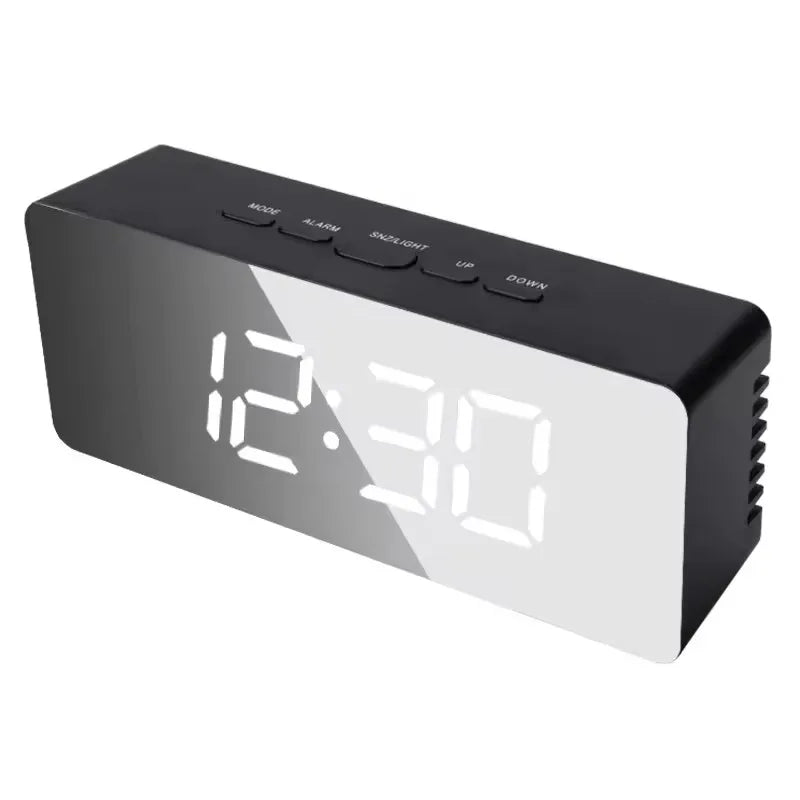 1Pc White Digital Clock LED Mirror Table Clock Snooze Display Time Night Light Desktop USB Alarm Clock Home Decor Desk Clock Home Decor Supply | Online Retail | ShoreShopper.com