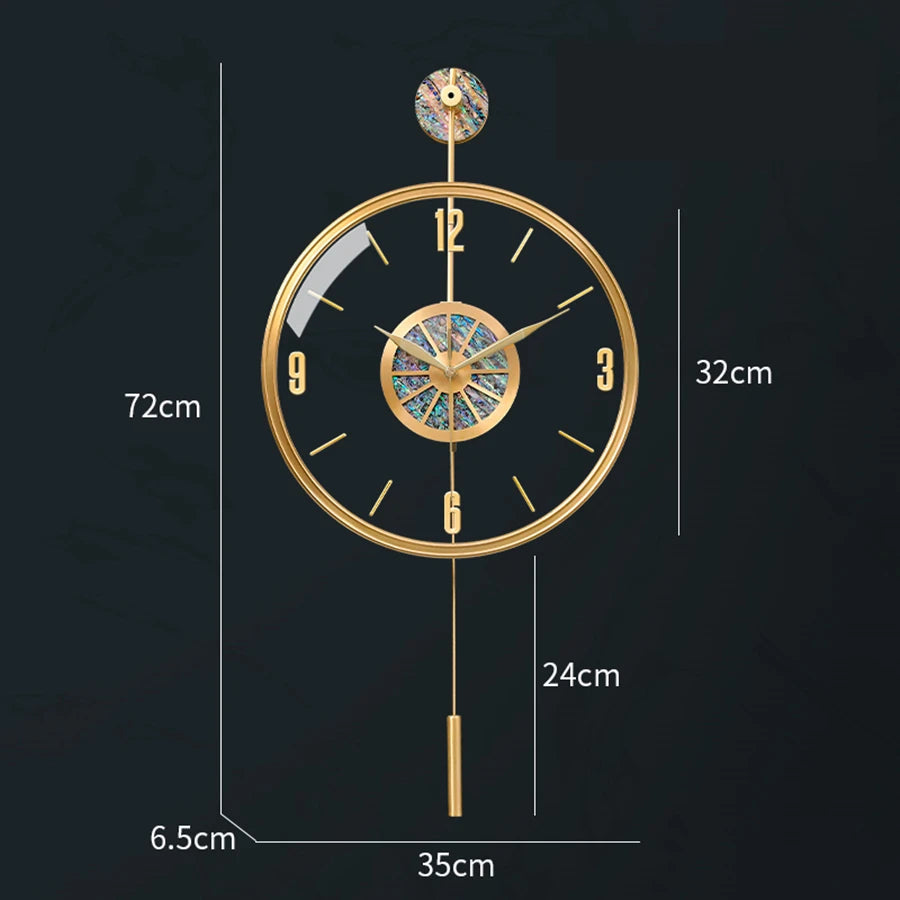 Modern Luxury Large Wall Clock With Pendulum Minimalist Decorative Art Silent Clock Nordic Living Room Bedroom Office Wall Clock Home Decor Supply | Online Retail | ShoreShopper.com