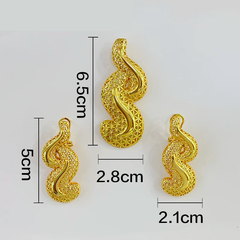 Dubai Golden Jewelry Sets for Women Luxury Italian Bridal Necklace Pendant Earrings Wedding Party Accessories Lady Gifts Home Decor Supply | Online Retail | ShoreShopper.com