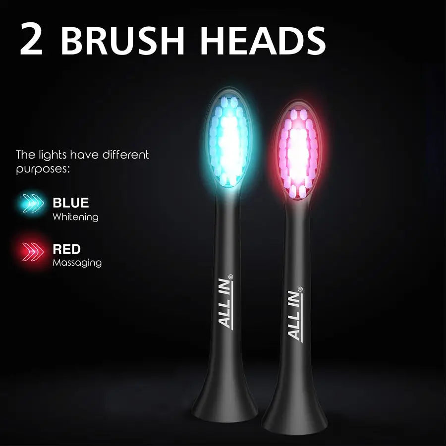 Sonic Rechargeable LED Whitening Toothbrush Blue amp RED LED Light Technology 4 Advanced Deep Cleaning Modes with a Timer Adult - ShoreCo.Shop