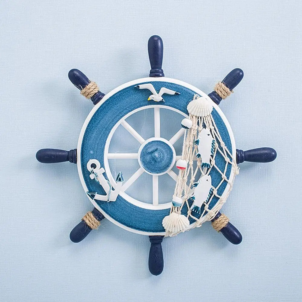 Marine Style Wood Ship Wheel Boat Steering Rudder Mediterranean Ornament Nautical Theme Birthday Party Kids Home Decorations Your Coastal Marketplace | Shoreshopper.com