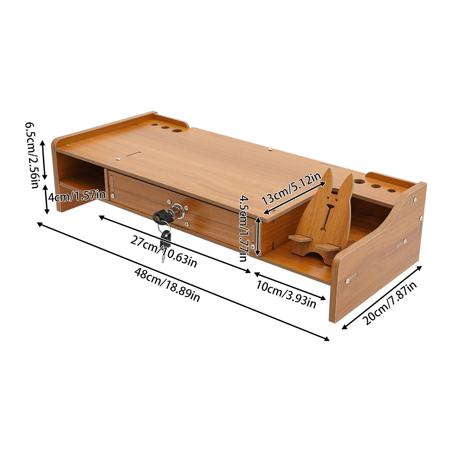 Home Computer Monitor Lift Stand with Drawers and Phone Holder, Desktop Organizer, Desktop Drawer Storage Cabinet Home Decor Supply | Online Retail | ShoreShopper.com