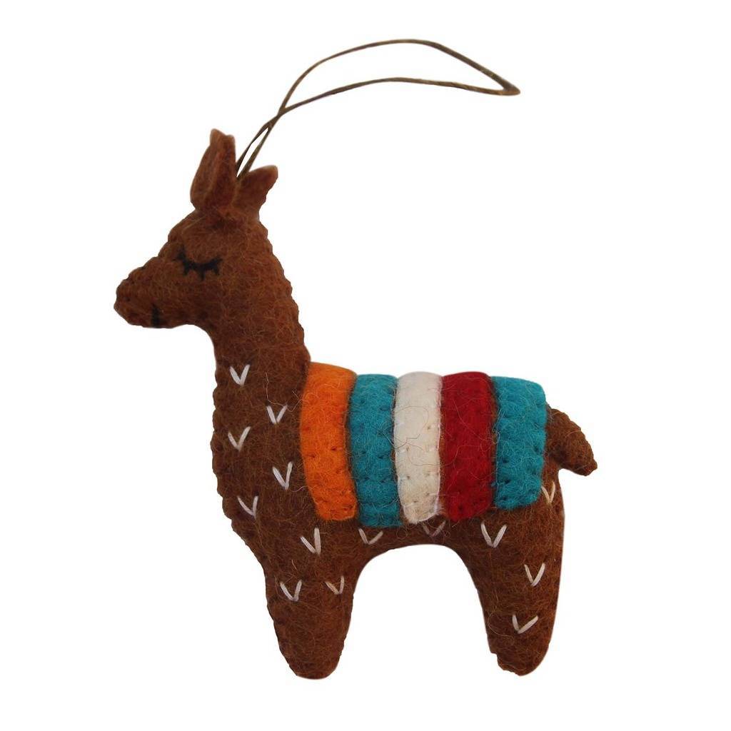 Brown Felt Llama Ornament - Global Groove (H) Home Decor Supply | Online Retail | ShoreShopper.com