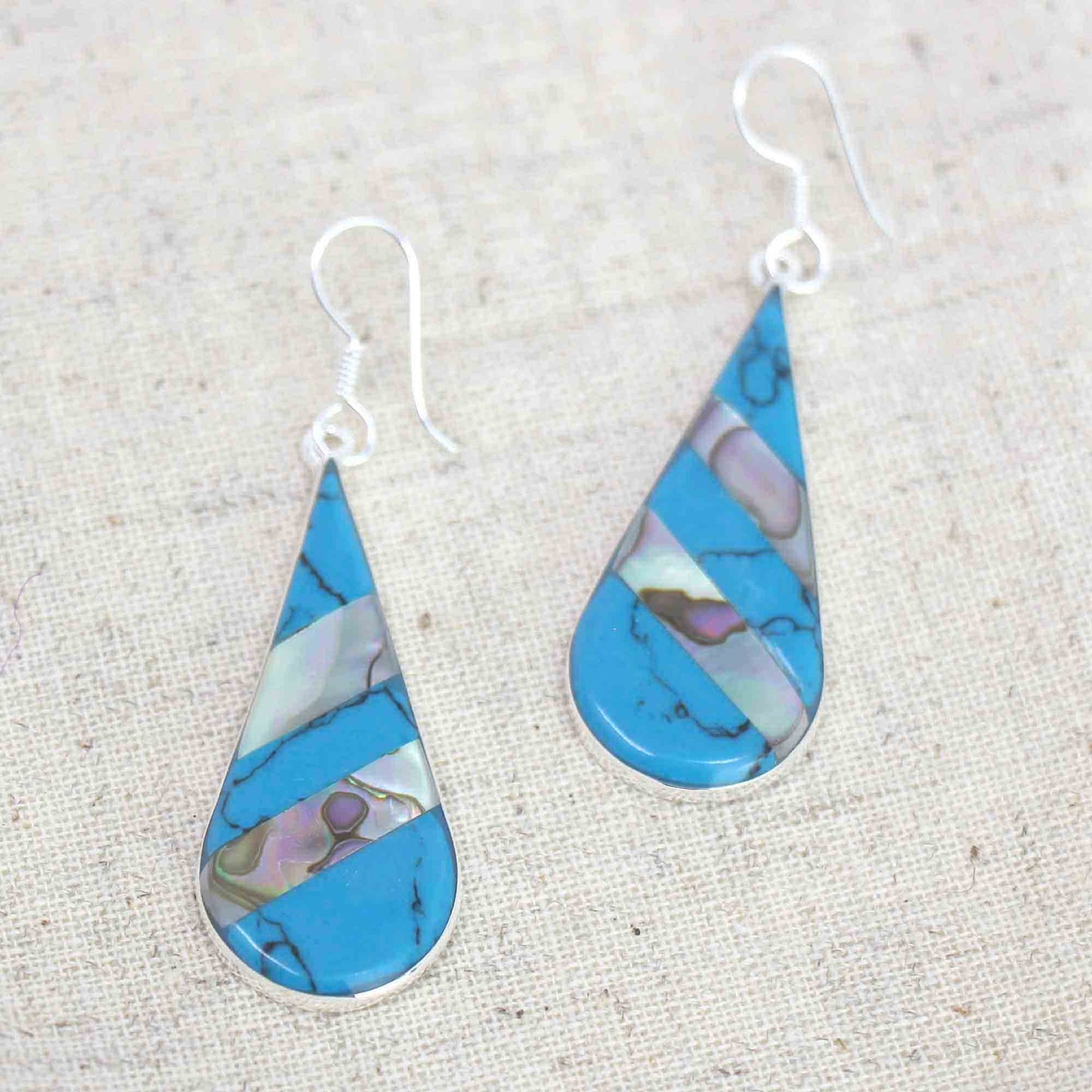 Abalone & Turquoise Striped Teardrop Earrings Home Decor Supply | Online Retail | ShoreShopper.com