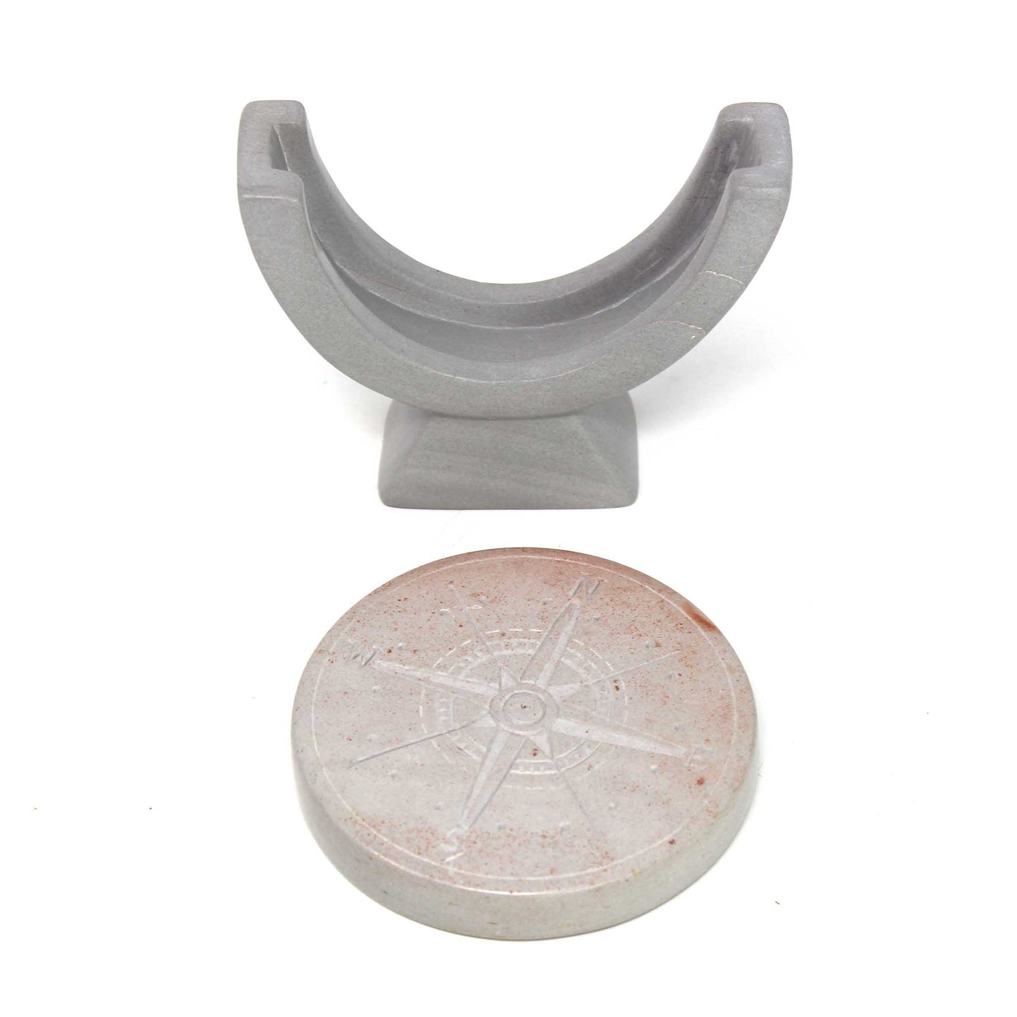 Compass Soapstone Sculpture, Light Gray Stone Home Decor Supply | Online Retail | ShoreShopper.com