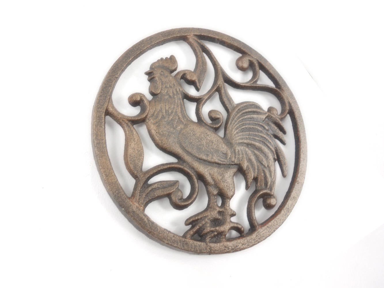 Rustic Copper Cast Iron Rooster Trivet 8"" Home Decor Supply | Online Retail | ShoreShopper.com