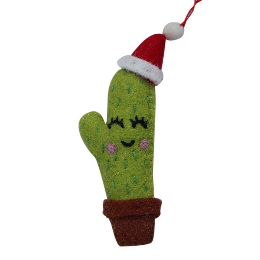 Santa Hat Cactus Felt Ornament - Global Groove (H) Home Decor Supply | Online Retail | ShoreShopper.com