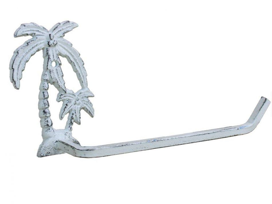 Whitewashed Cast Iron Palm Tree Hand Towel Holder 10"" Home Decor Supply | Online Retail | ShoreShopper.com