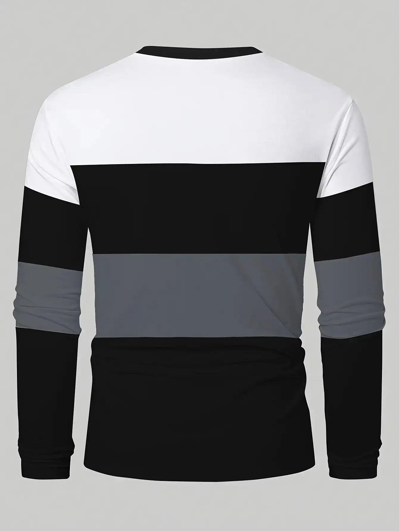 Men's & Teens Long Sleeve T-Shirt with Full-Body Striped Print - Black & White All-Season Casual Crew Neck Shirt, Suitable for Dad Gifts, Christmas Presents, Year-Round Wear - Machine Washable Digital Print Underwear Home Decor Supply | Online Retail | ShoreShopper.com