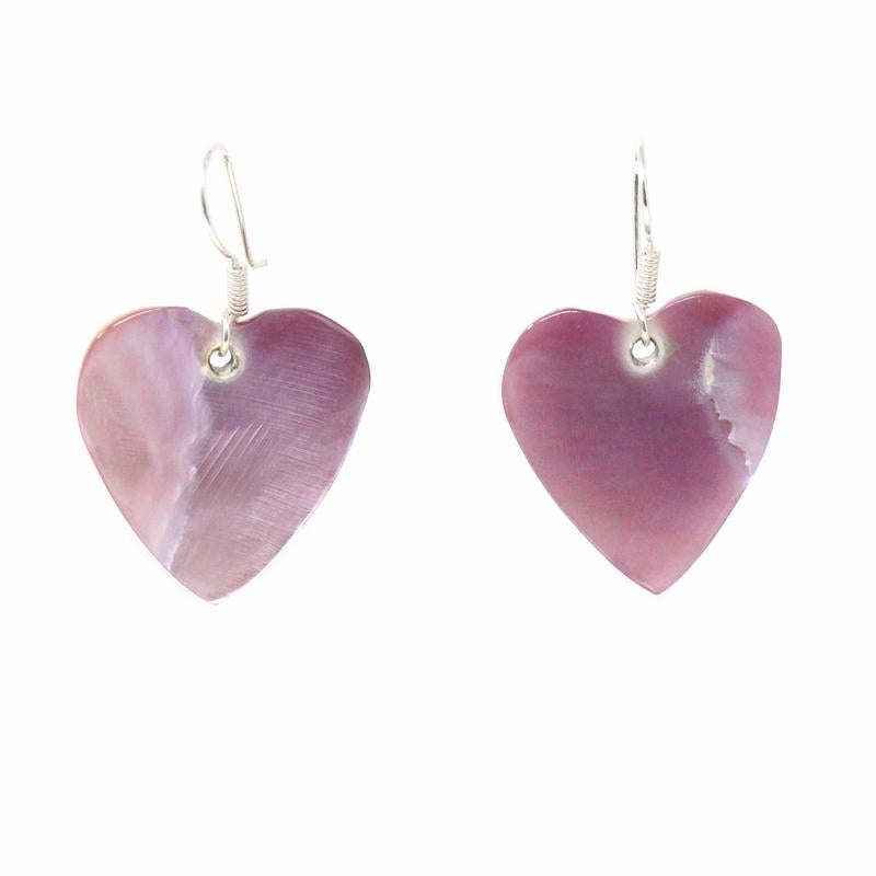 Earrings, Pink Mother of Pearl Hearts Home Decor Supply | Online Retail | ShoreShopper.com