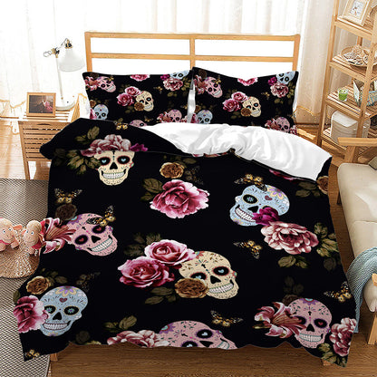 Digital Printing Halloween Crossbones Three Piece 3D Printing Quilt Cover    Home Decor Supply | Online Retail | ShoreShopper.com