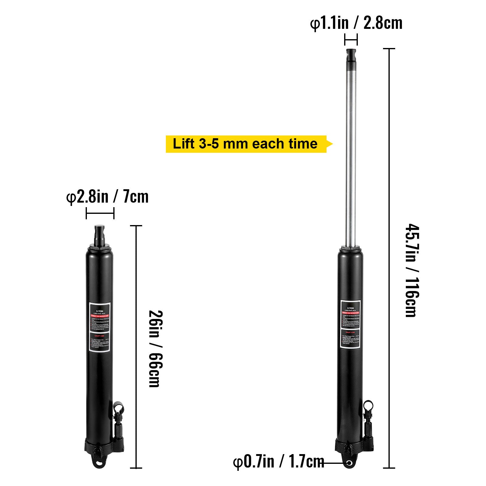 VEVOR Hydraulic Long Ram Jack, 3 Tons/6600 lbs Capacity, with Single Piston Pump and Clevis Base, Manual Cherry Picker with Handle, for Garage/Shop Cranes, Engine Lift Hoist, Black    Home Decor Supply | Online Retail | ShoreShopper.com