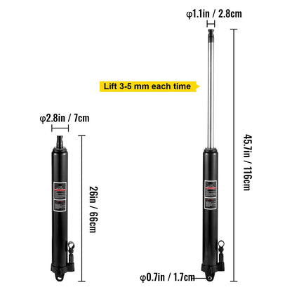 VEVOR Hydraulic Long Ram Jack, 3 Tons/6600 lbs Capacity, with Single Piston Pump and Clevis Base, Manual Cherry Picker with Handle, for Garage/Shop Cranes, Engine Lift Hoist, Black    Home Decor Supply | Online Retail | ShoreShopper.com