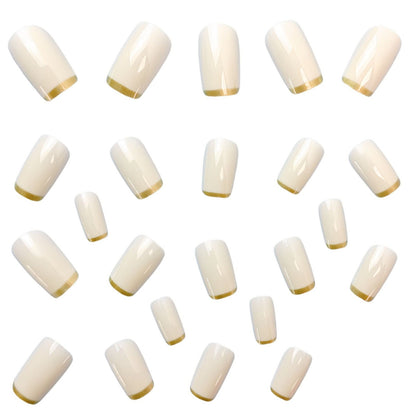Mid-length European Square Nail Art Patch White French Golden Edge    Home Decor Supply | Online Retail | ShoreShopper.com