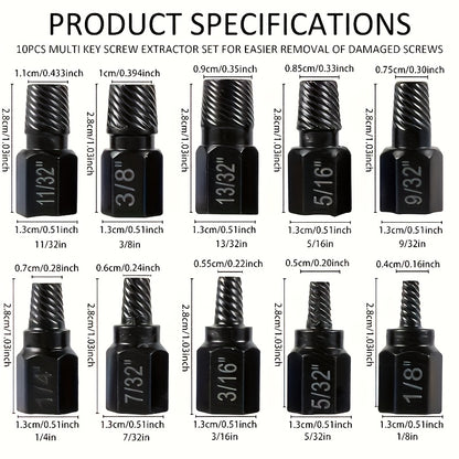 20pcs Industrial Screw Extractor Set: Alloy Steel Damaged Screw Removal Kit, Metal Easy-Out Drill Bits, Broken Bolt Stud Extractor Tools, Multi-Groove Screw Extractor Set, Suitable for Bolt Stud Tubes 1/8"-13/32", Local Wareh - ShoreCo.Shop