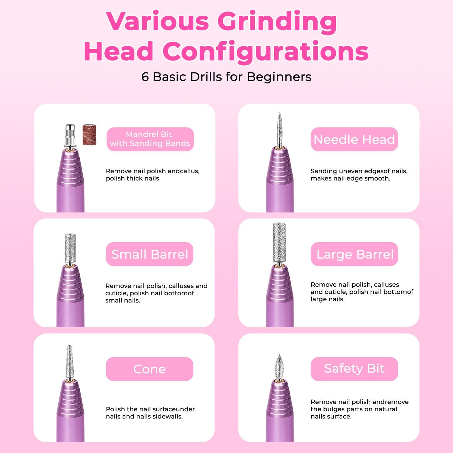Portable Electric Nail Drill, Professional Nail File Kit For Acrylic Acid, Gel Nail, Nail Trimming With Nail Drill, Pedicure Abrasive Belt, Rose Gold - ShoreCo.Shop