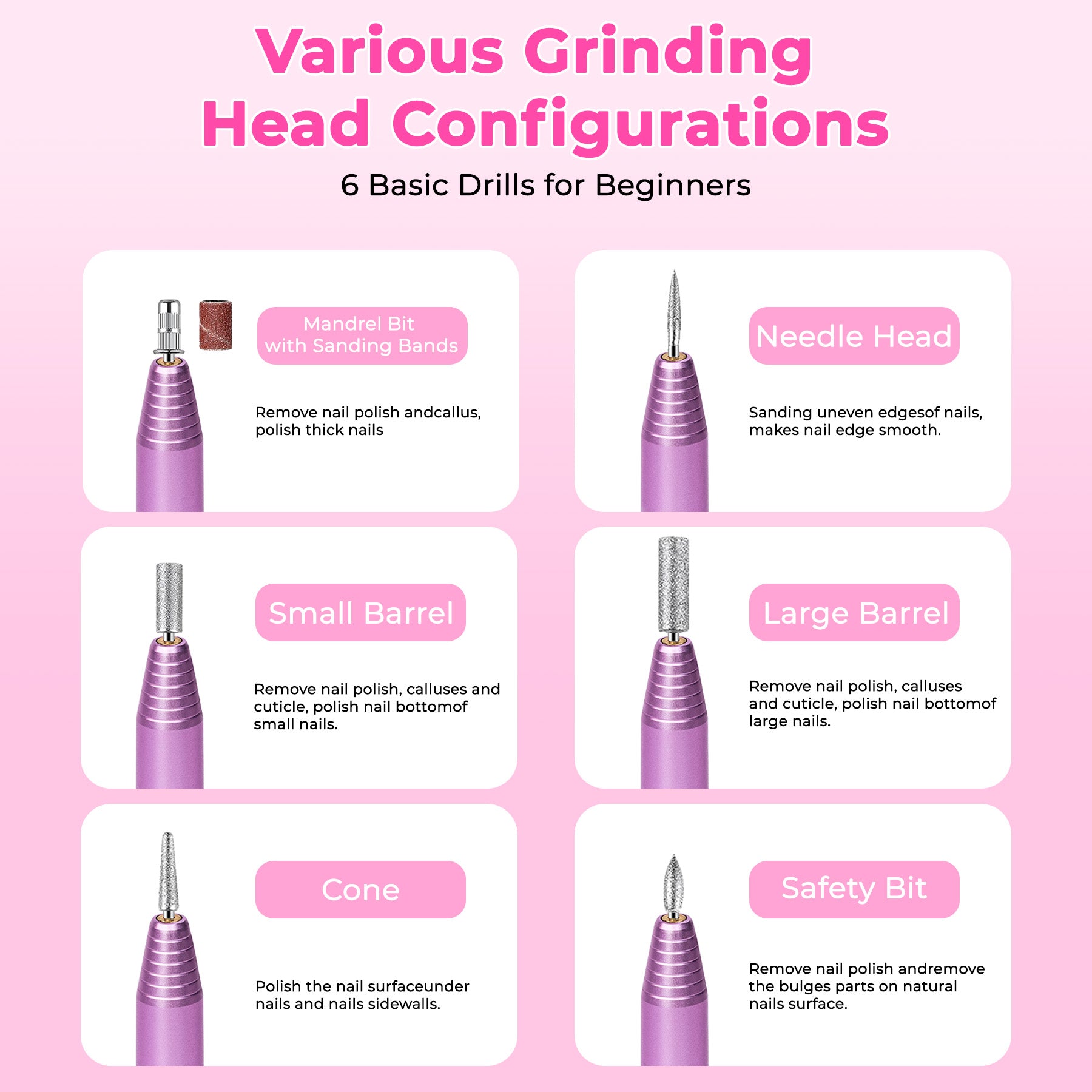 Portable Electric Nail Drill, Professional Nail File Kit For Acrylic Acid, Gel Nail, Nail Trimming With Nail Drill, Pedicure Abrasive Belt, Rose Gold - ShoreCo.Shop