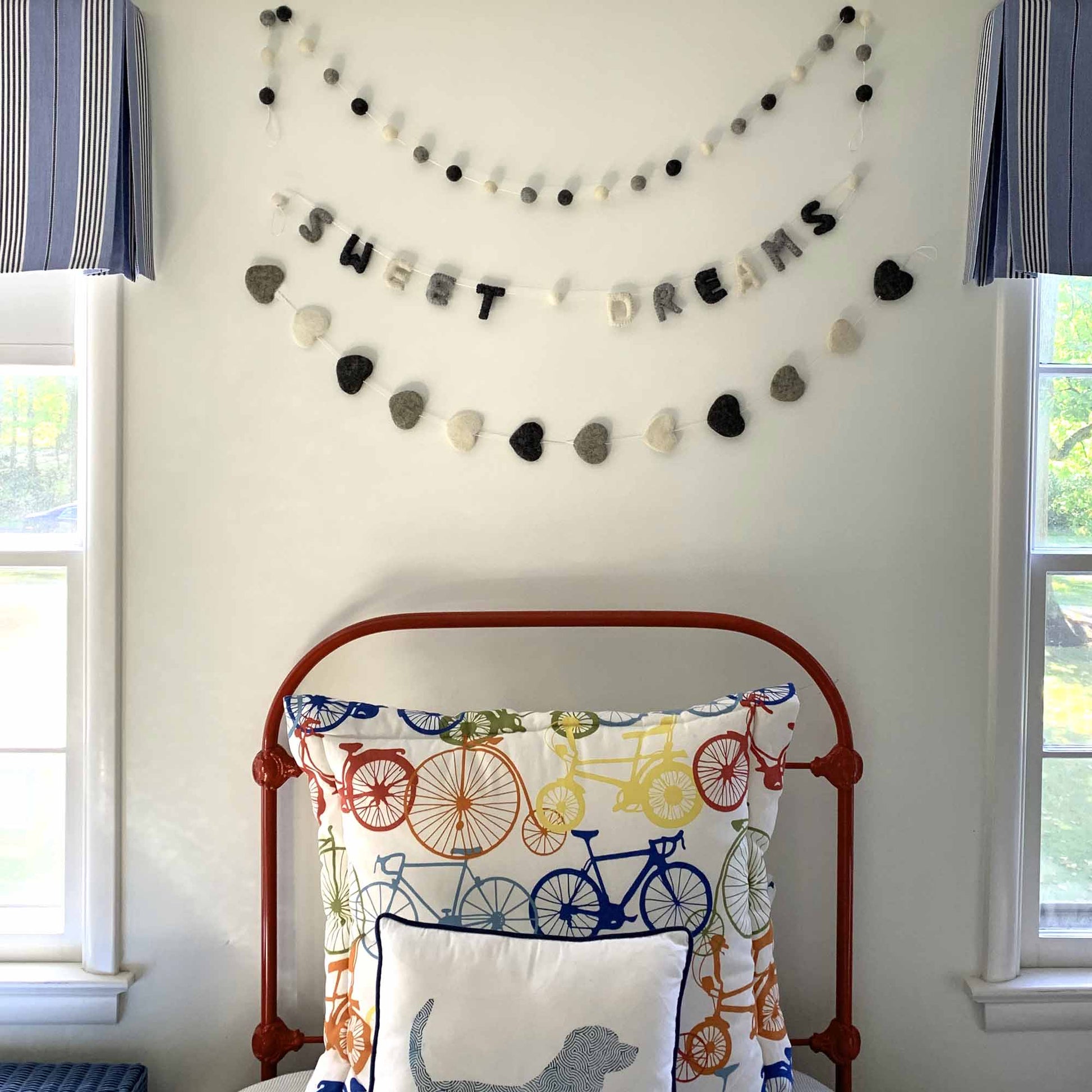 Hand Crafted Felt from Nepal: Hearts Garland, Grey    Home Decor Supply | Online Retail | ShoreShopper.com