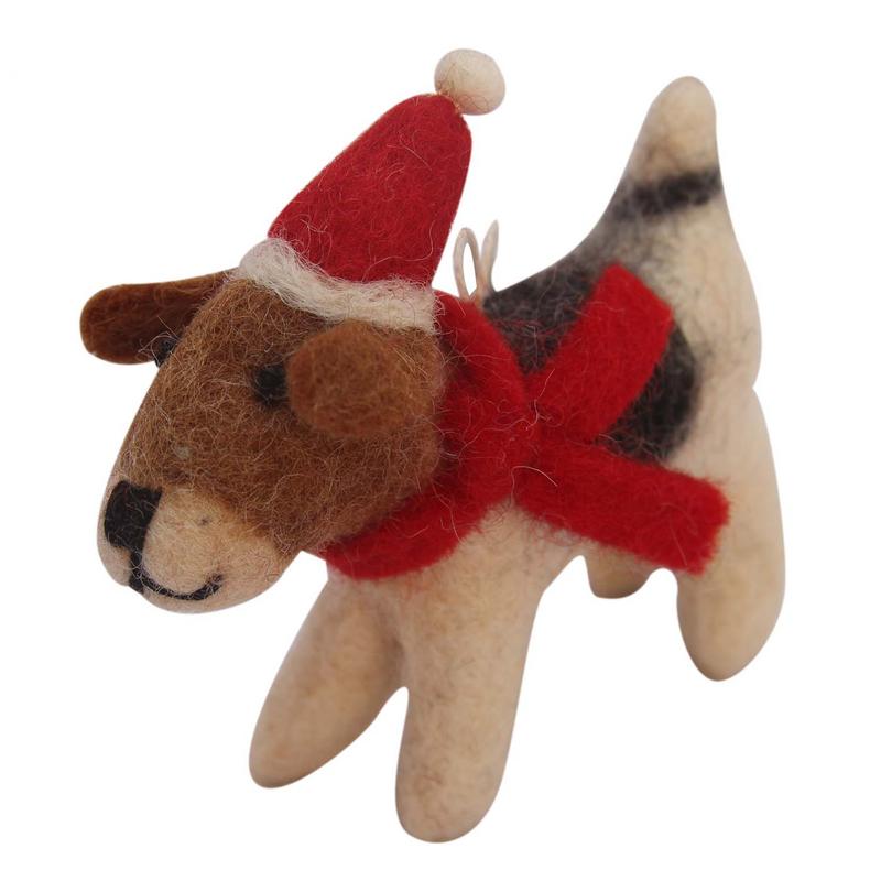 Felt Beagle Ornament with Santa Hat    Home Decor Supply | Online Retail | ShoreShopper.com