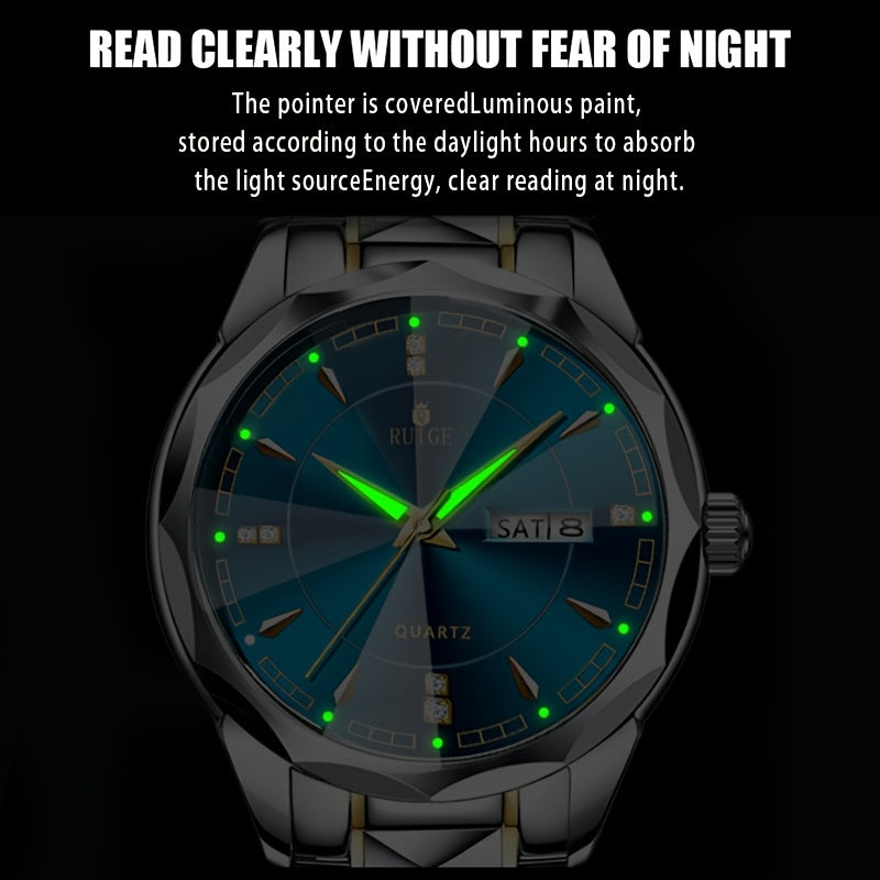 RUIGE Men's Watch Quartz Watch Luminous Stainless Steel Luxury Calendar Men's Chronograph Watch Timepiece Thanksgiving Day    Home Decor Supply | Online Retail | ShoreShopper.com