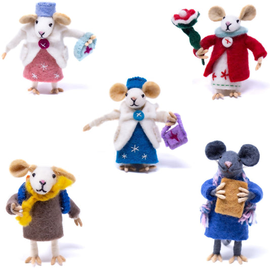 Family of Mice Handmade Fel Collectibles, Set of Five    Home Decor Supply | Online Retail | ShoreShopper.com