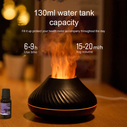 RGB Flame Aroma Diffuser & Volcanic Humidifier - 130ml Essential Oil Mist Maker - ShoreCo.Shop