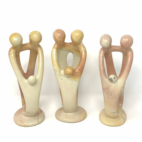 Natural 8-inch Tall Soapstone Family Sculpture - 2 Parents 1 Child - Smolart    Home Decor Supply | Online Retail | ShoreShopper.com