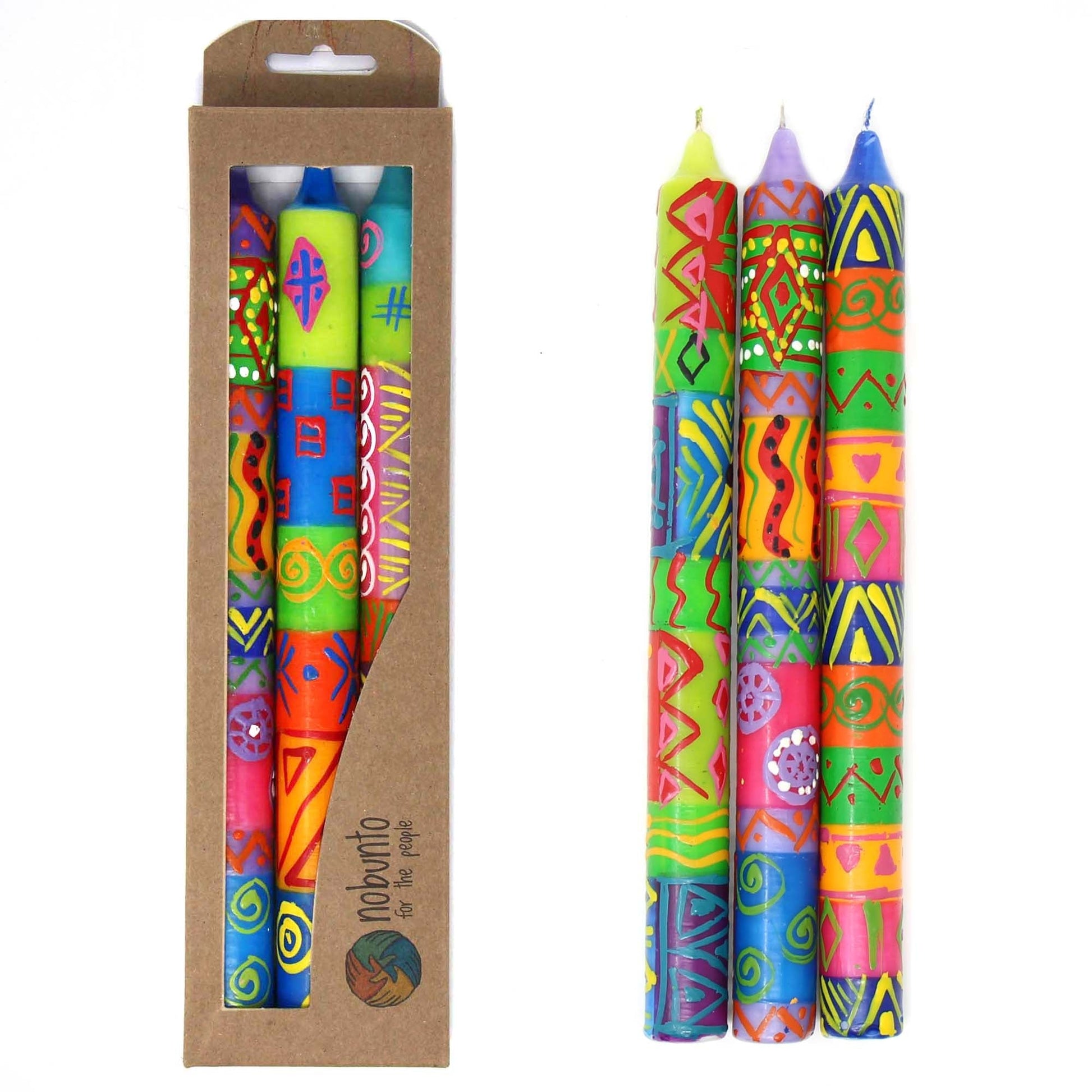 Tall Hand Painted Candles - Three in Box - Shahida Design    Home Decor Supply | Online Retail | ShoreShopper.com