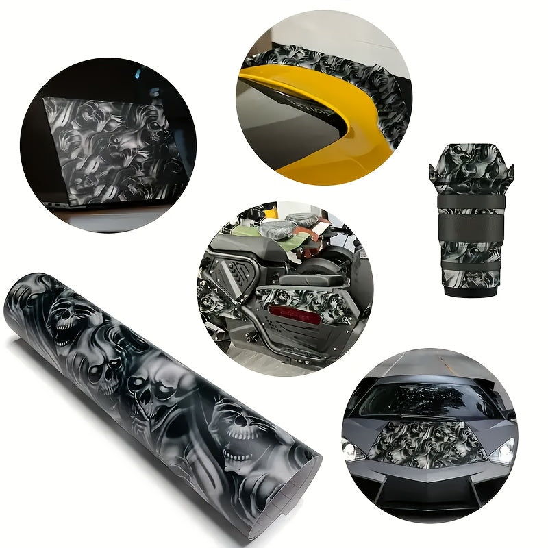 Skull Decal Sticker 11.81in X 59.84in (30x152cm) 3D Wall Art Gothic-Halloween-Motorcycle Decor Waterproof Self-Adhesive Removable Vinyl Cyberpunk Grunge Style for Walls, Vehicles, Windows    Home Decor Supply | Online Retail | ShoreShopper.com